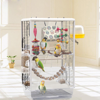 Cage lumineuse transparente pour les oiseaux, symbole chinois, avec bâton support, mangeoire pour oiseaux, idéale pour le perruches, pour élevage des perroquets