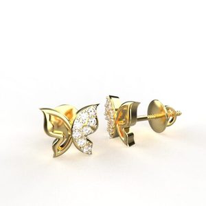 Avarta Jewelry Pendientes de tuerca de mariposa de oro chapado en oro de 18 quilates con diamantes cultivados en laboratorio certificados para niños, niñas y mujeres - Product Image 3