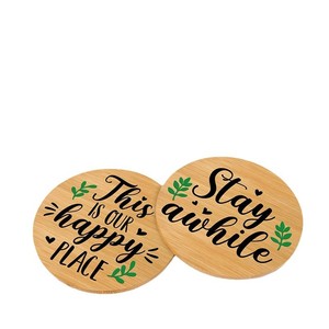 Sous-verre rond en bambou, tapis isolant thermique en bois pour tasse à café, décoration d'intérieur - Product Image 3