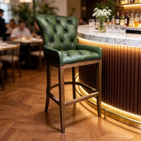 Tabourets de bar Chesterfield en cuir rétro de qualité supérieure, en bois, pour bar à domicile, cuisine, restaurant, écologiques et durables