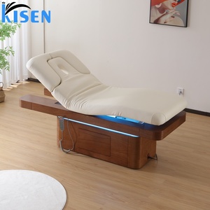 Lit de massage électrique Kisen à 4 moteurs, avec cadre en bois flottant chauffant, pour salon, hôtel, usage commercial - Product Image 1