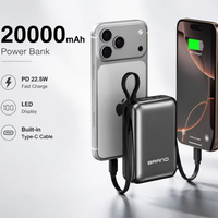 Batterie externe haute capacité 20000 mAh avec affichage LED et charge USB Type-C, PD22.5W, pour téléphone, directement de l'usine