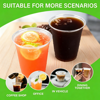 Gobelets transparents en PET à paroi simple de 16 oz avec couvercles en dôme, durables, pour café glacé, matcha, soda, jus de fruits
