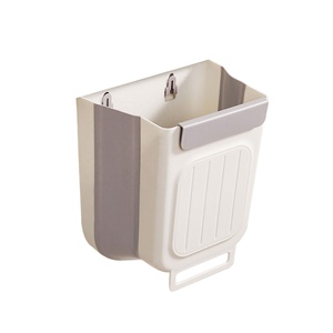 Custom Logo Kitchen Trash Can Plastic Collapsible Wall Mounted for Cabinet Door Hanging Garbage <b>Bin</b> White - Product Image 1