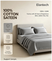 Linge de lit en satin 100% coton ultra doux 60S, ensemble de housse de couette et de draps en coton biologique