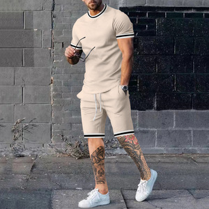 PASUXI hommes été Street Style à manches courtes Shorts costume décontracté O cou lâche sport t-shirt deux pièces ensemble - Product Image 6