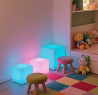 Cube sensoriel lumineux LED, salle sensorielle pour l'autisme, jouet sensoriel multicolore changeant, IP65 étanche, PE, tabouret interactif pour enfants, appartement