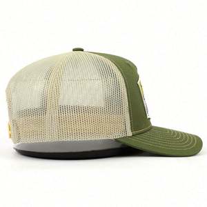OEM China Manufacturer Mesh <b>Back</b> Slightly Curved Brim Youth Trucker Hat, Custom Woven <b>Patch</b> Green Breathable Trucker Cap - Product Image 5