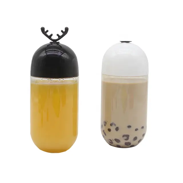 LOKYO 500 مللي البلاستيك عصائر المتاح الحيوانات الأليفة عصير بوبا milktea زجاجة مع غطاء