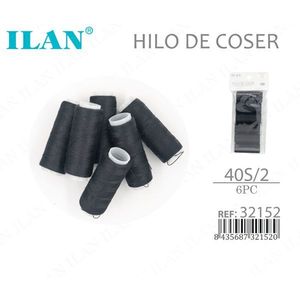 Filo da Cucito Ilan 40S/2 6 Pezzi Nero per Macchine da Cucire - Product Image 1