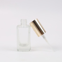 Flacon carré en verre transparent vide avec pompe pulvérisatrice pour cosmétiques, emballage de maquillage rechargeable