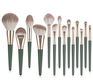 14 pièces de <span class=keywords><strong>pinceaux</strong></span> de maquillage en poils synthétiques doux verts, <span class=keywords><strong>pinceaux</strong></span> de maquillage naturels <span class=keywords><strong>Ducare</strong></span>, kits cadeaux - Product Image 2