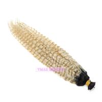 VMAE Vente en gros Cuticule bouclée afro alignée vierge crue racine foncée Ombre Highlight Color Blond I K Tip Extensions de cheveux humains