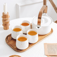 4 pièces personnalisé céramique poterie arabe Rekebot éthiopien spécial café et thé tasses ensemble avec poignée en métal