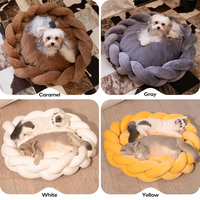 Lit pour chat en tissu pour chats d'intérieur, lit pour animaux de compagnie mignon avec coussin lavable, lit moelleux pour chat pour petit chien