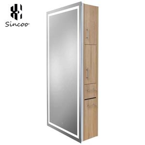 Manufacturer Brown Hair Salon Furniture Set Metal Stainless Steel Barber Chair Shampoo Chair Hairdressing Mirror Reception <b>Desk</b> - Product Image 4