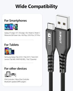SUNGUY CE Certified 0.6m Cavo di ricarica <b>USB</b> Nylon Braided 5m <b>USB</b> Data Cable 18W Fast Charging Cable for Phone Laptop - Product Image 5