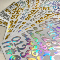 Lettres anglaises personnalisées privées, 3D, estampées à l'or, manuscrites, durables, imperméables, autocollants adhésifs personnalisés en PVC