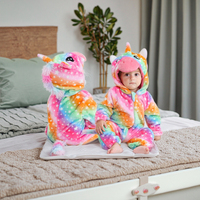 Michley automne combinaisons arc-en-ciel licorne une pièce en peluche pyjamas pour filles et garçons avec fermeture éclair en gros enfants pyjamas
