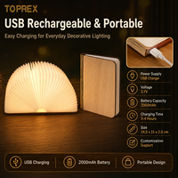 Lampe de lecture LED pliable Toprex personnalisée, RVB colorée, rechargeable, en bois, pour cadeau créatif, décoration de bureau, vente en gros usine