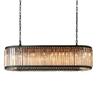Lustre en cristal ovale pour projet de lumière de restaurant d'hôtel lustres de villa rétro suspension de luxe de plafond