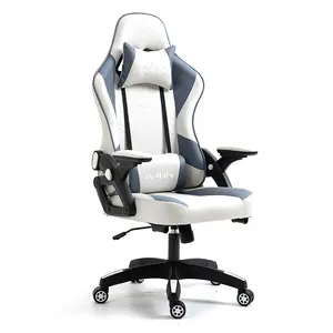 Silla de reposacabezas ajustable de alta calidad y silla de juego de lujo RGB blanca para juegos