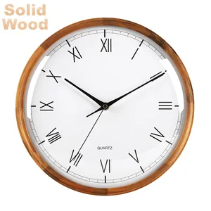 Dome Glass Clock Dome Glass Cover Roman Numbers Modern Decorative Wooden Frame Wall Clock