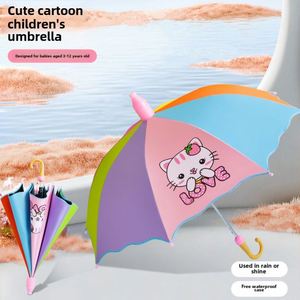 Nouveau Parapluie Enfant à Long Manche Motif Dessin Animé Mignon Chat Arc-en-ciel Garçons Filles Maternelle Logo Personnalisé - Product Image 4