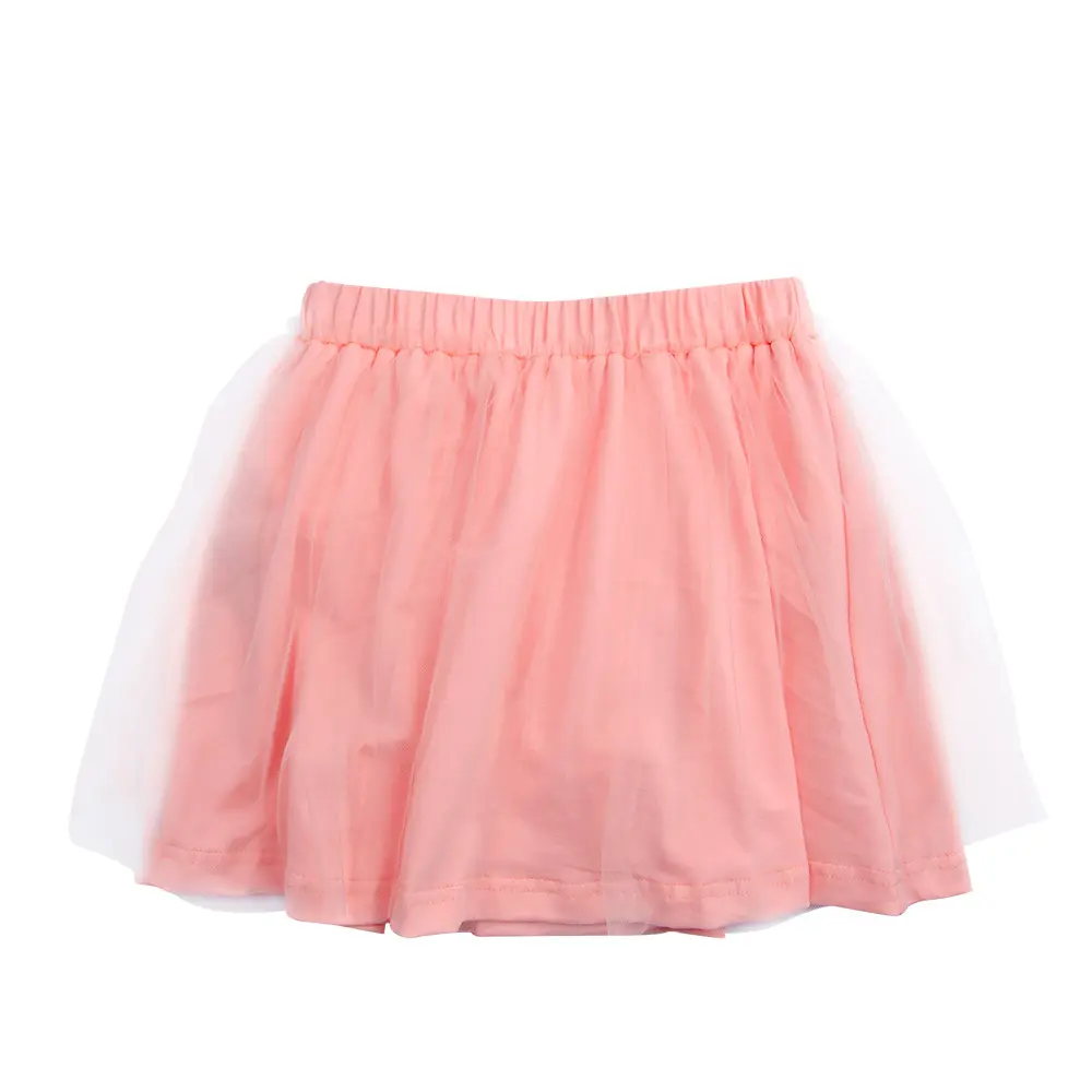 New Fashion Solid Color 2 Layered Tulle Mini Skirts Knitted Cotton Elastic Waist Tutu Mini Skirts for Baby Girls