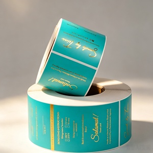 Etiquetas de aluminio personalizadas rectangulares con estampado dorado para embalaje de cosméticos, rollo al por mayor de 3 pulgadas de diámetro - Product Image 5