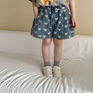 Pantalones Cortos Vaqueros de Verano 2026 para Niñas, con Estampado de Corazones, para Niñas y Niños, Atuendo de Verano, Pantalones Cortos Casuales Holgados para Bebés - Product Image 4
