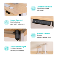 Bureau debout électrique à moteur unique, réglable en hauteur, en fer, à fixation murale, durable, moderne, pour bureau et usage domestique