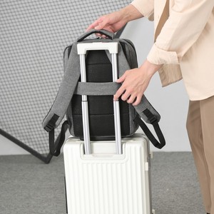 <b>Laptop</b> <b>Backpack</b> 14 Inches Business Travel Gray Black Solid Color Polyester Lining Neutral Gender - Product Image 1