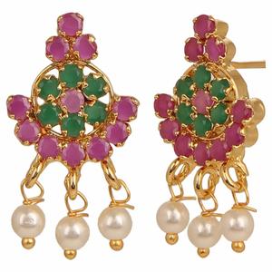 Joaillerie indienne en fausse perle, ensemble de bijoux perlés en cristal pour mariée, boucles d'oreille pour femmes, multicolore - Product Image 3
