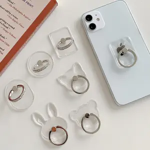 通用水晶手机支架手指环磁性手机透明支架适用于Iphone 12 XS MAX