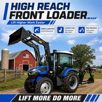 Traktor Pertanian Multifungsi Diesel 4WD 4x4 Penggerak Roda 60hp 70hp 80HP 100HP Mini Traktor Loader Backhoe Dengan Kabin