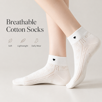 Chaussettes basses invisibles pour femme, printemps-été, fines, ajourées en cœur, respirantes, antidérapantes, tricotées, décontractées et mignonnes pour le quotidien