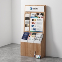 Présentoir sur pied en bois personnalisé pour cartes de vœux et brochures – Idéal pour salons professionnels