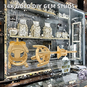 Venta al por Mayor de Monturas para Pendientes de Oro Sólido de 14K, Oro Rosa, Oro Blanco, para Hacer Pendientes, Aretes de Botón - Product Image 2