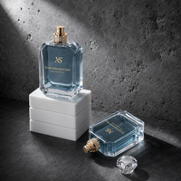 Flacon de parfum de luxe octogonal 30ml 50ml 100ml avec pulvérisateur à pompe sertie et capuchon transparent