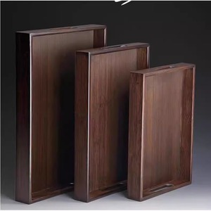 Plateaux de service en bois de couleur unie, ensemble de plateaux à thé et à café pour hôtel et bureau - Product Image 4