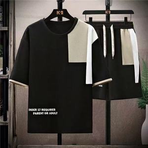 <span class=keywords><strong>Ensemble</strong></span> de t-shirts d'été 2 pièces pour hommes, <span class=keywords><strong>ensemble</strong></span> de vêtements de sport en coton pur, <span class=keywords><strong>ensemble</strong></span> personnalisé avec impression de marque, <span class=keywords><strong>ensemble</strong></span> de shorts à manches courtes 2 pièces pour hommes - Product Image 6