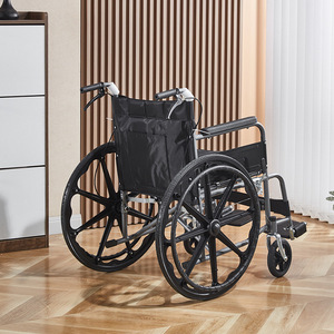 Fauteuil roulant manuel léger en acier carbone noir, type poussé, pour personnes âgées, usage hospitalier - Product Image 2