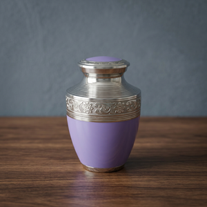 Urna Funeraria de Aluminio Morado Personalizada, Ataúd Conmemorativo para Cenizas, Florero de Piso Grabado a Mano, Portátil, de Gran Capacidad, Estilo Indio - Product Image 1