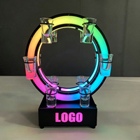 Support à vin décoratif pour bar, porte-gobelets ronds à 12 trous, présentoir lumineux LED pour verres à shot