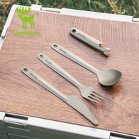 Qunature Camping Titane Spork Cuillère Fourchette Extérieure Vaisselle Randonnée Voyage Ultraléger Deux Quatre Pièces Ensemble Vaisselle