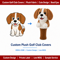 Housses de clubs de golf en peluche personnalisées, motifs chien de dessin animé, housses de tête de golf en peluche OEM ODM, conception personnalisée, housses de tête en peluche pour clubs de golf, cadeaux
