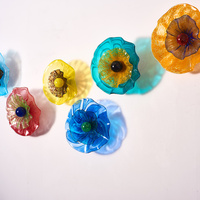 Plaques murales fleurs de Lotus multicolores, 2 couches, en verre de Murano, faites à la main, assiettes pour décoration artistique, luminaires de luxe suspendus