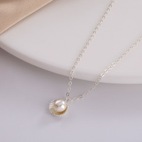 Collier pendentif coquillage en argent sterling S925 plaqué or 18 carats avec perle