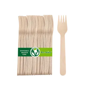 Pisau garpu sendok kayu Birch sekali pakai Biodegradable